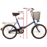 Retro skladací bicykel Fuzlu 20'' Universal / Universe 1 prevodový 15" modrá